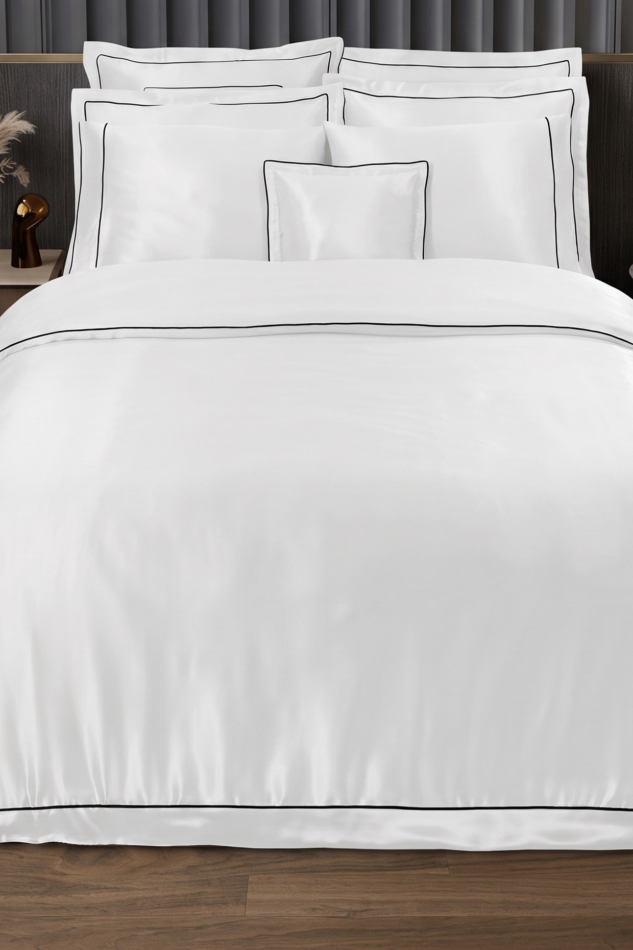 120 Tel Çizgili Pamuk Saten Tek Kişilik Jumbo Otel Nevresim Takımı