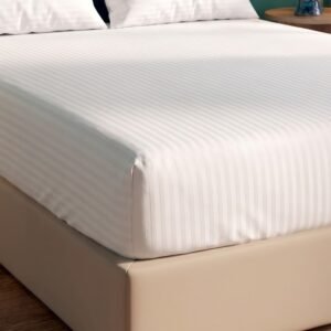 83 Tel Çizgili Pamuk Saten Otel Çarşafı 160×280