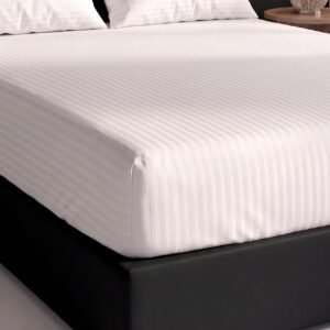 83 Tel Çizgili Pamuk Saten Otel Çarşafı 240×260