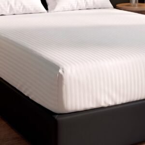 83 Tel Çizgili Pamuk Saten Otel Çarşafı 160×240